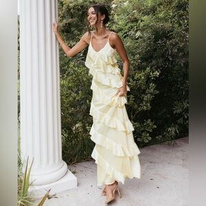 (SOLD) Petal & Pup Yellow Ruffle Maxi Dress